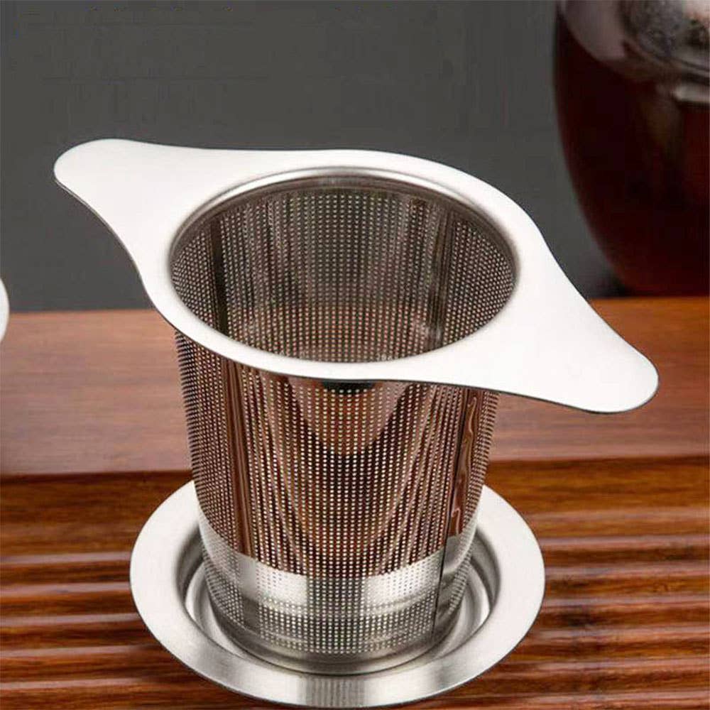 Silver & Yellow Gold Mesh Tea Infuser- Basket W/ Lid: Yellow Gold